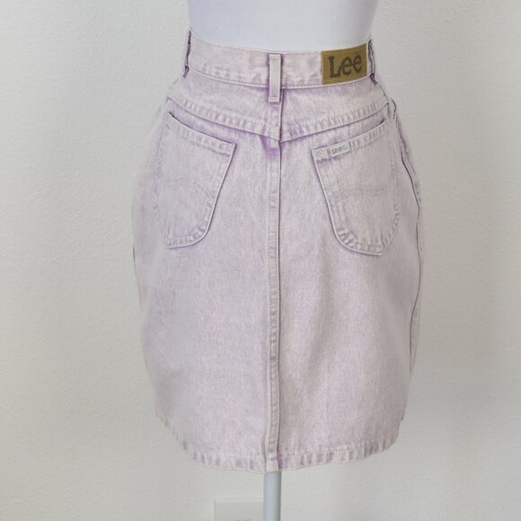 Vintage 80s LEE Denim Acid Wash Purple Pencil Skirt - 7 - Picture 5 of 11